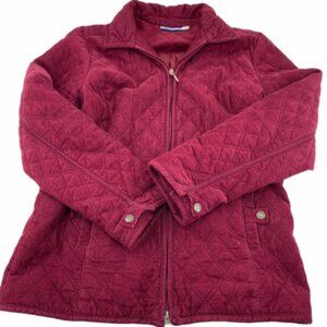 Croft & Barrow Quilted Corduroy Burgundy Barn Coat Zip up Jacket Size L